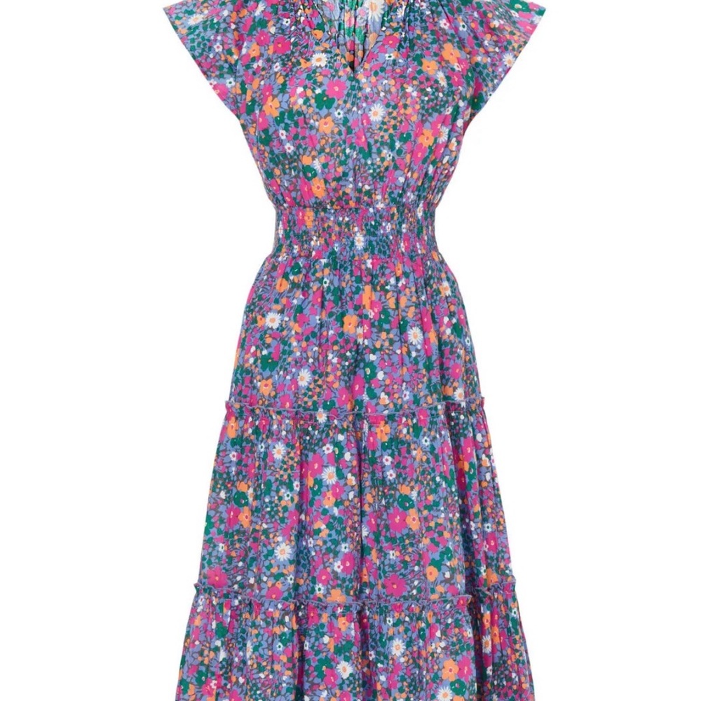 Rails Amelia Cotton Floral Print Smocked Waist Dress Size XS Great Condition